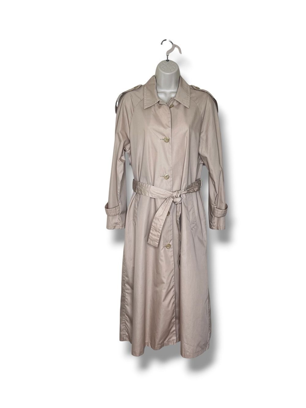 Vintage 70s 80s Totes Trench Coat Beige Belted Long Raincoat Women Size 6 READ